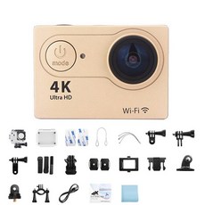 울트라 HD 30fps170d 방수 수중 비디오녹화카메라 4k go 스포츠 프로 카메라 2.0 화면 원격 제어, 금, 카드 없음, 금+32