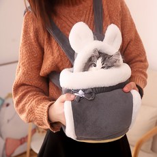 고양이 강아지 포대기 이동가방 중형견 앞가방, 그레이