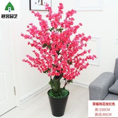 하프벽트리 벽에거는 작은분재 벽면 분재 모방 장식품 조화 조경 결혼 나무, T21-1.5미터 영예 복숭아꽃 로즈+바가지+잔디 판매