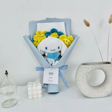 산리오하트 가방고리 스마일꽃4송이 인형꽃다발 졸업선물 축하선물 생일선물 일반, 1개, 시나모롤, 350mm 1개, 시나모롤, 350mm