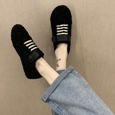 여성 겨울 신발 보온 무드 램스 울 모카신 로퍼 두터운 밑창 여자 양 털 부츠