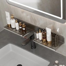 eyimtech 다용도 일자형 알루미늄 화장실 욕실 선반 세면대 벽걸이 정리대 벽선반 60cm, 1개, 60*12*5cm