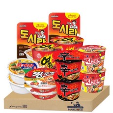 블루존 오뚜기 농심 팔도 용기컵라면 6종 (왕뚜껑2+도시락2+육개장사발면2+진라면 매운맛2+열라면2+신라면2), 1세트