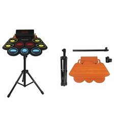Neirny 전자 드럼 패드 휴대용 가정용 무소음 연습용 전자 드럼 세트, 전자드럼세트+스탠드