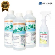 진로발효 바이오크린콜 안전한 뿌리는소독제 살균 스프레이 소독수 3L+공병 450ml 분무기 발효 알콜 75% 에탄올 식품 천연 장남감 아기 주정, 바이오크린콜 1L 3개+공병 450ml 1개