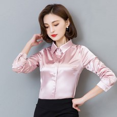 오피스룩 털추가 셔츠 여성긴소매 보온 탄력 새틴