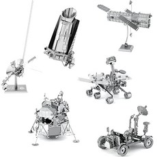 금속 지구 우주 3D 금속 모형 키트-허블 망원경-아폴로 달 착륙선-아폴로 달 모듈-화성 탐사선-케플러 우주선-보이저 -6 종 세트, 본상품