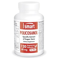 슈퍼스마트 Supersmart - 폴리코사놀 40mg per Day 사탕수수 추출물 보충제 | 비GMO & 120개 채식 캡슐, 120정