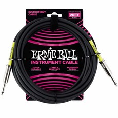 Ernie Ball 악기 케이블 직선/각도 6.1m(20피트) 화이트 (P06047)118776, Black
