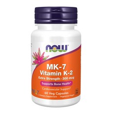 ﻿NOW MK-7 Vitamin K-2 Extra Strength 300mcg 60캡슐, 1개, 60정