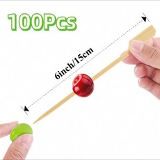 애피타이저용 대나무 꼬치 패들 나무 꼬치 멋진 플랫 이쑤시개 파티 샌드위치 과일용 대나무 스틱, 02 6inch15cm, 1개