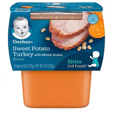 Gerber 2nd Sweet Potato Turkey Pureed 거버 2단계 스윗 포테이토 터키 홀 그레인 디너 2개입 8oz(226g) 8팩