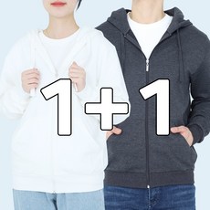 꽃중년 봄 가을 후드집업 회색 특양면 긴팔 1+1 빅사이즈