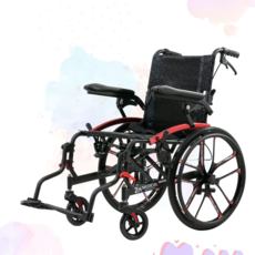 2H메디컬 라이트휠체어 NHIS 장애인 보장구용 - 11kg 초경량 알루미늄 수동 접이식, 장애인보장구용 (레드), 1개