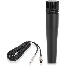 PYLE-PRO 프로페셔널 휴대용 핸드헬드 무빙 코일 마이크 Dynamic Cardioid 단방향 보컬 내장 어쿠스틱 팝 필터 Pyle PDMIC78 Black, Mic, 1개, Mic