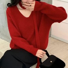 슈노맘 크리스마스 임산부 레드니트 머플러 스웨터 연말파티룩