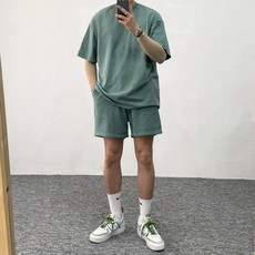 피그먼트반팔반바지세트