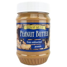 Trader Joe's Crunchy Salted Peanut Butter From Unblanched Peanuts 454그램 (트레이더조 100%땅콩 순 땅콩버터 크런치 ), 1개, 454g