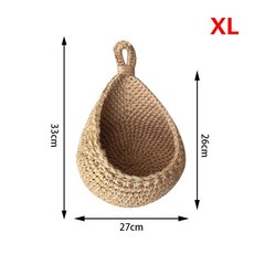 손으로 짠 벽걸이 보관 바구니 과일 야채 눈물 방울 식물 주방 테이블, XL, 1개