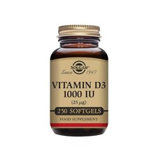 Solgar 비타민 D3 콜레칼시페롤 25mcg 1000IU 250정 소프트젤 논GMO 글루텐/유제품 프리, 1개