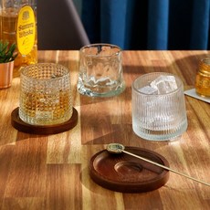 플라라 롤링 위스키잔 스월링 양주잔 에어링 언더락잔 코스터 세트, 롤링 위스키잔 코스터 세트 다이아, 2개