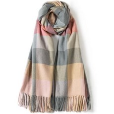 Vill 여성용 Wool Scarf - Cashmere Feel Checked Scarves 여성 라지 Soft Thick Shawls 랩s Gift Box