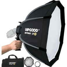 보웬스 마운트 소프트박스 24''/60CM 핸드헬드 퀵 셋업 고독스 캐논과 호환되는 S형 브라켓 소니 후지 용누오 플래시 AD200PRO V1 TT600 V860III 430