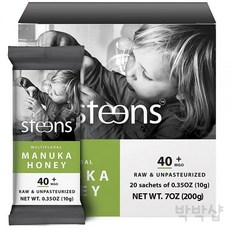 스틴스 뉴질랜드 마누카 허니 꿀 MGO 40+ 1회분 패킷 20개입, 200g, 1개