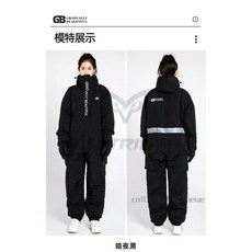 남성겨울오토바이방한복 라이딩 점프슈트 오토바이 겨울 플러시 두꺼운 방한 방수 스플릿 레그 사이클링 의류 야외 스키 낚시 원피스 세트, 620 black 258_XXL