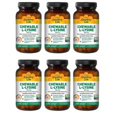컨트리라이프 츄어블 L 라이신 600mg 비타민 D 엘더베리, 6개, 60정