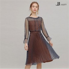 JJ지고트 시스루 도트 오간자 플리츠 원피스 GK4A0OP34