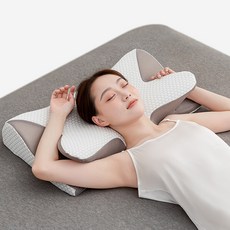 장수돌침대 굿모닝 메모리폼 경추베개 숙면 거북목 일자목 편한베개, 그레이, 1개