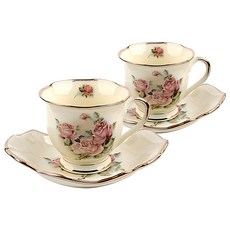 Rose Bella 女王玫瑰咖啡杯套組, 混色, 2組