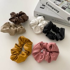 가죽 레자 슈슈 곱창밴드 머리끈 6color
