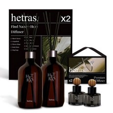 헤트라스 대용량디퓨저 500mlx2개 + 차량용디퓨저 60mlx2개 선물세트 실내방향제 - 01. 플라워샵