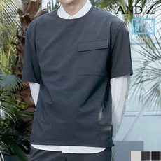 앤드지반팔 지오지아 앤드지 빅포켓 오버핏 이중원단 반팔 티셔츠 (BZB2TR1201)