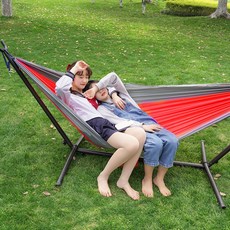 그네봉 야외 야영 해먹 거치대 가정용 실내 실외 탈부, T05-지지대 배색 낙하산소재 그레이 레드색맞붙임 해먹
