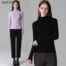 쉬즈미스 쉬즈미스(SHESMISS) 울 골지 모크넥 니트 탑 (택가격118000원) 270104