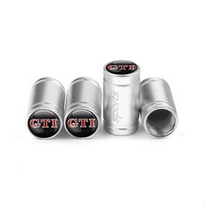 3D 금속 로고 휠 스템 에어 밸브 캡 폭스바겐 호환 R 라비다 골프 GTI 파사트 투아렉 폴로 티구안용 타이어 먼지 커버 자동차 스타일링, [09] GTI-실버, 1개