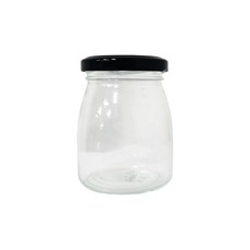 캔들 용기 블랙 뚜껑 우유병 글라스 200ml/푸딩병, 1개