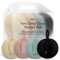 헤트라스 뉴 딥클린 샤워볼 4종 세트, Cream + Pink + Blue + Black, 1세트, 4개입