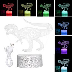 dodocool (건전지없이 제공) 3D LED 램프 밤 빛 터치 원격 시각적 관점 주변 광 창조적 인 선물 USB 현재 침대 옆 균열 기본 컬러 풀 공룡 -26 +, 모드 및 스타일 변경 7 색 1