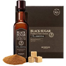 SKIN FOOD 흑설탕 퍼펙트 퍼스트 세럼 더 에센셜 406 oz (120ml) 코튼 패드 60 매-매끄럽고 순수한 피부를위한 발효, 단일상품