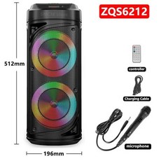 캠핑스피커 초소형 화장실 소형 감성 스피커 zqs6212 휴대용 블루투스 무선 열 마이크 가족 가라오케와 큰 전원 스테레오 서브 우퍼베이스 파티, 40W ZQS6212, 2) 40W ZQS6212