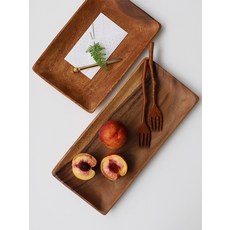 [아카시아 원목] 우드 플레이트 나무 접시 직사각 2종, 아카시아 직사각형 30cm, 1개