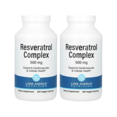 라스베라트롤 Lesveratrol 레이크 애비뉴 500mg veggie capsules 포도씨, 250정, 2개