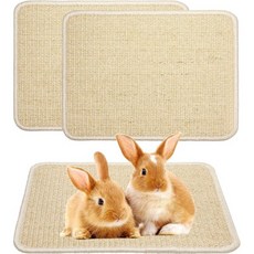 Uotey 고양이 스크래처 면줄 2피스 토끼 매트 내추럴 시잘 스크래칭 패드 실내 수평 바닥 러그 가구 보호대베이지 Q1662739, 2개