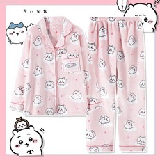 무료배송+프로모션 겨울 치이카와 하치와레 잠옷 겨울 코랄 도톰 기모 귀여운 핑크 홈웨어