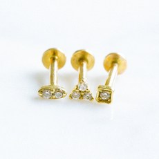 14k 골드 세모 네모 트라거스 연골 헬릭스 귓바퀴 미니멀 인터널 라블렛 피어싱 귀걸이
