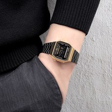  카시오 빈티지 디지털 공용 프리버클 시계 168 블랙골드 